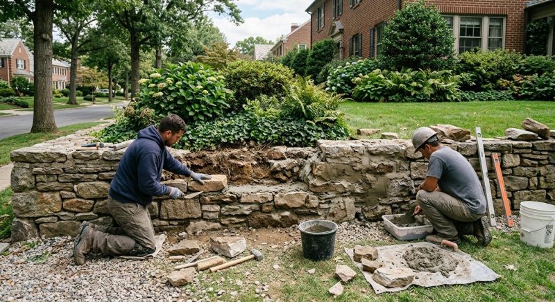 Stone Wall Repair in Bonaire, GA